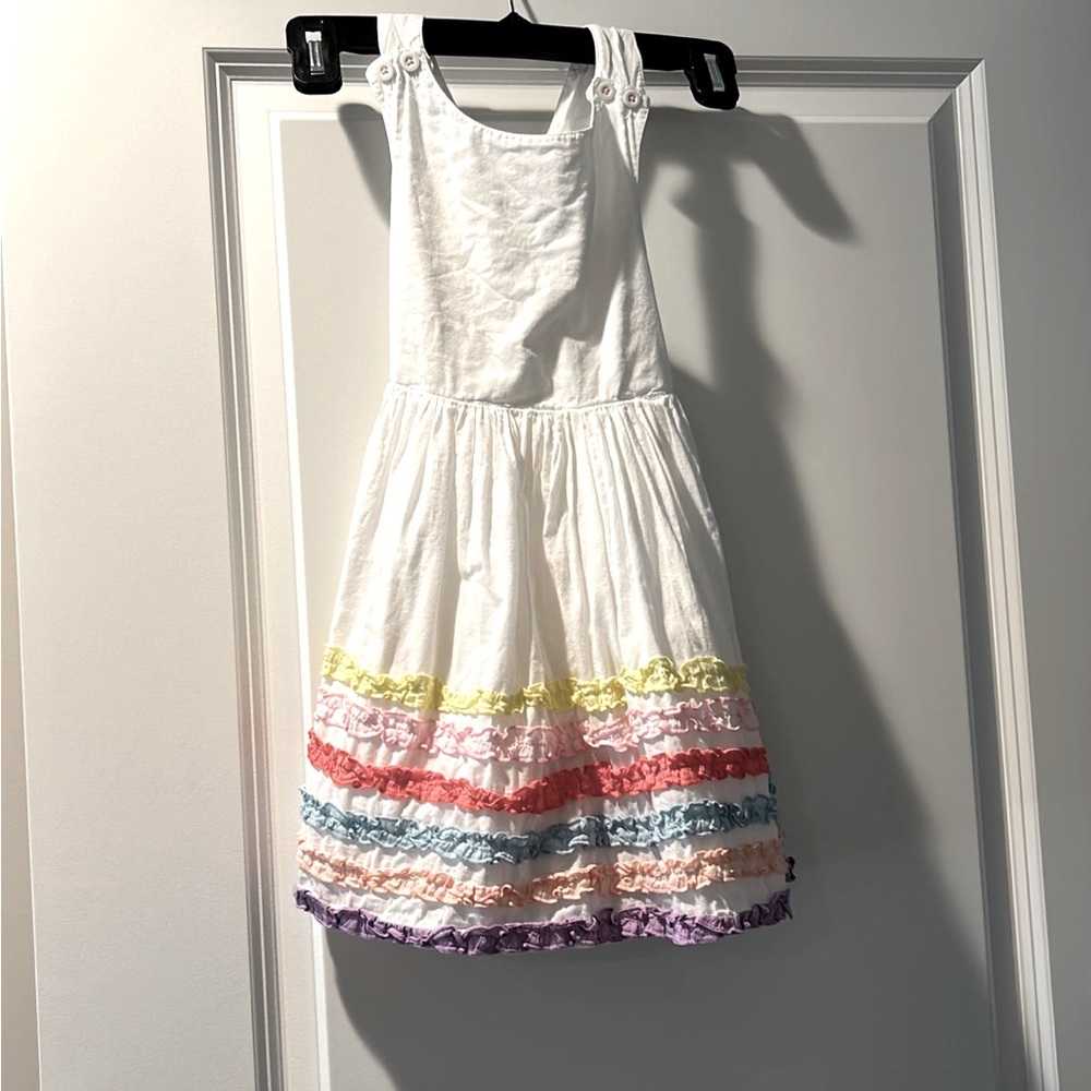 Mini Boden rainbow dress GUC sz 3-4y